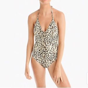 J. Crew Leopard Print Halter Bathing Suit